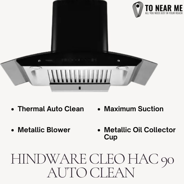 Hindware Cleo HAC 90 Auto Clean Wall Mounted Chimney(Black 1200 CMH)